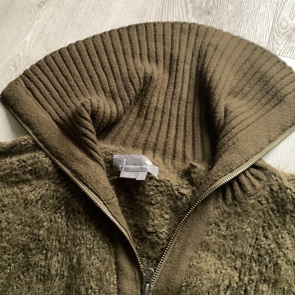 Anthropologie Bethenny Zip-Front Cardigan size S knit jacket olive green - Picture 12 of 13